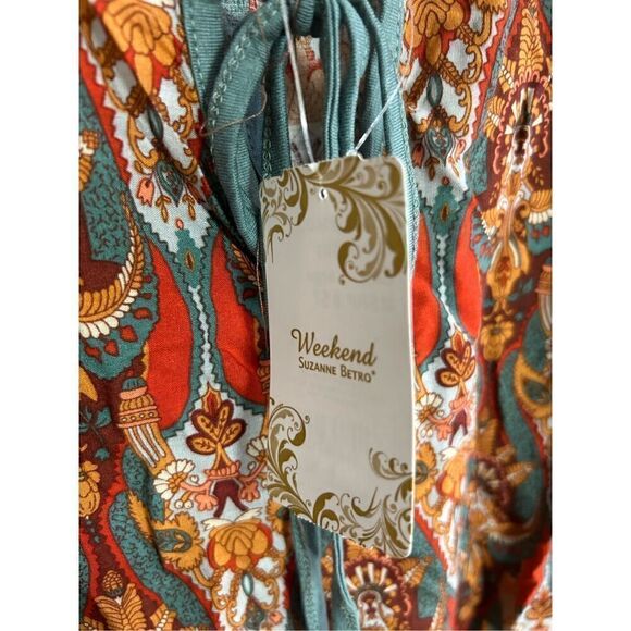 Weekend by Susanne Betro Size Large (L) BOHO Tank NWT Orange and Teal - Picture 3 of 5